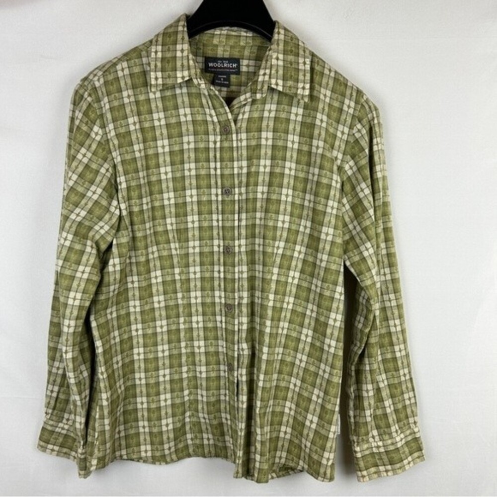 Woolrich textured floral plaid button shirt size S